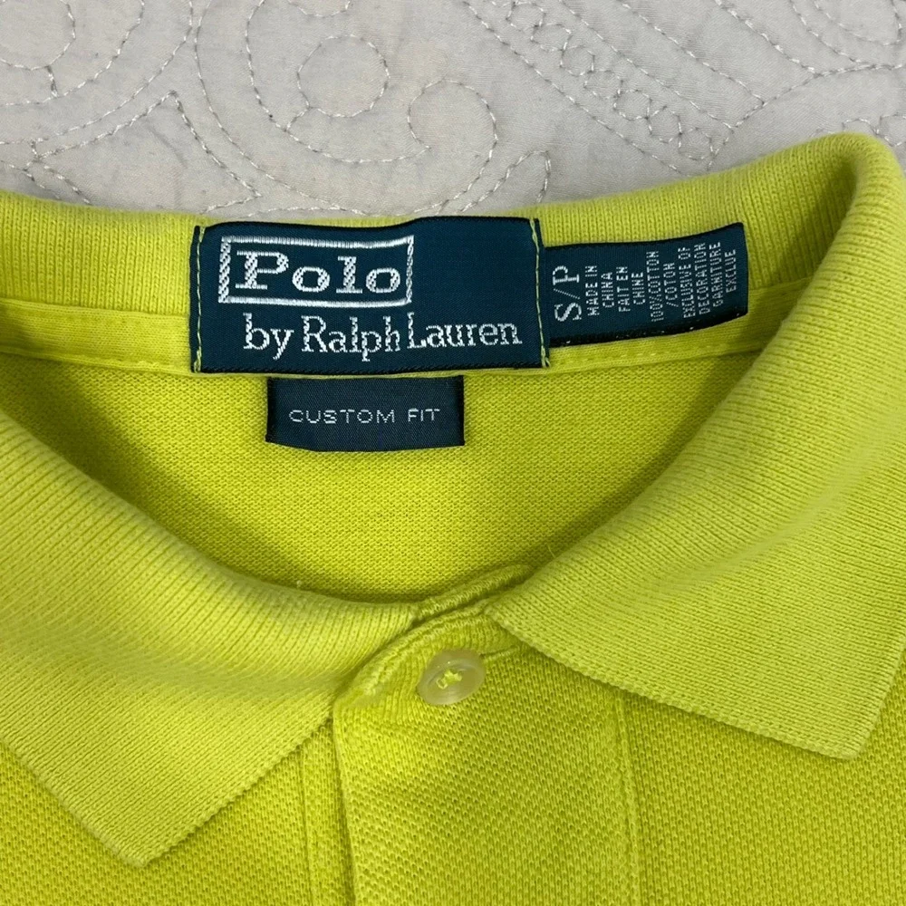 Polo Ralph Lauren Mens Custom Fit Polo Shirt Chartreuse‎ Blue Pony Small S/Pe